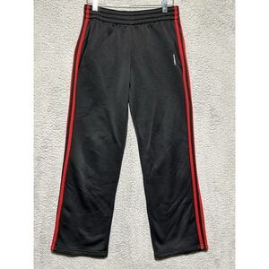 Adidas Climawarm Youth Track Pants L 14/16 Black Red‎ Stripes Joggers Pockets